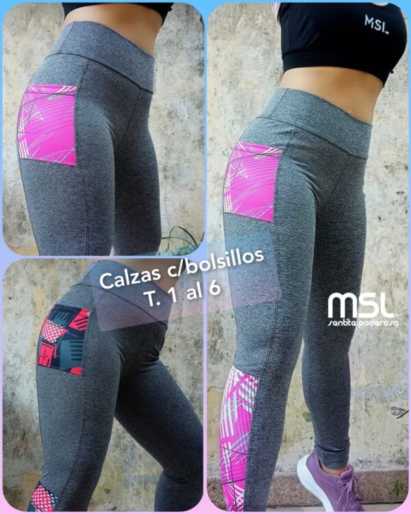 Calzas con bolsillos T. 1 al 6 **gris**