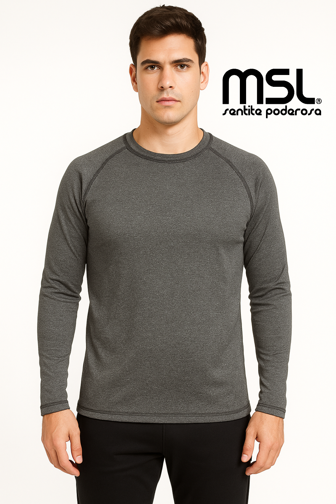 Camisetas msl manga larga Frizadas Hombre Gris