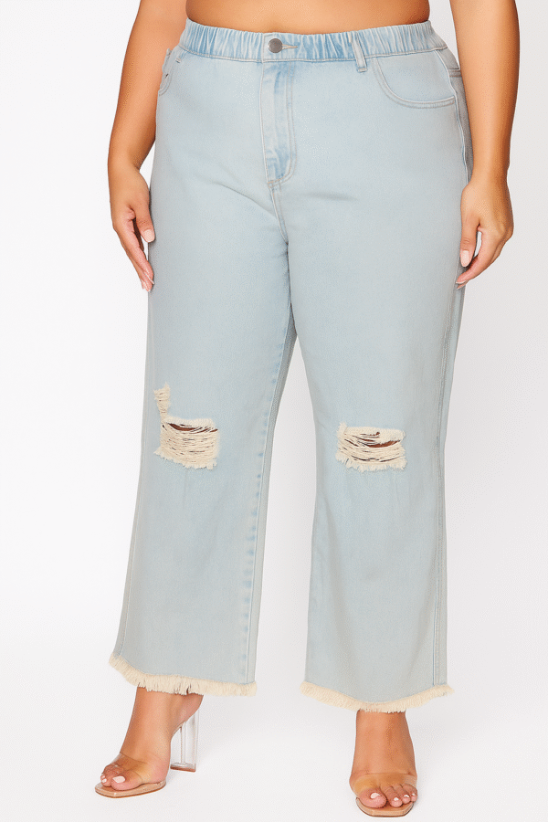 Jean Wide Leg con Roturas Especial 48 al 56 Rigido