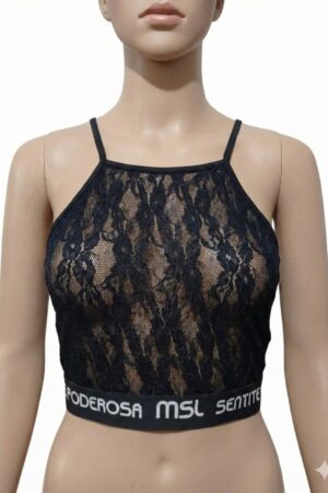 Top encaje con elastico T1 todo transparente NEGRO (sin falla)