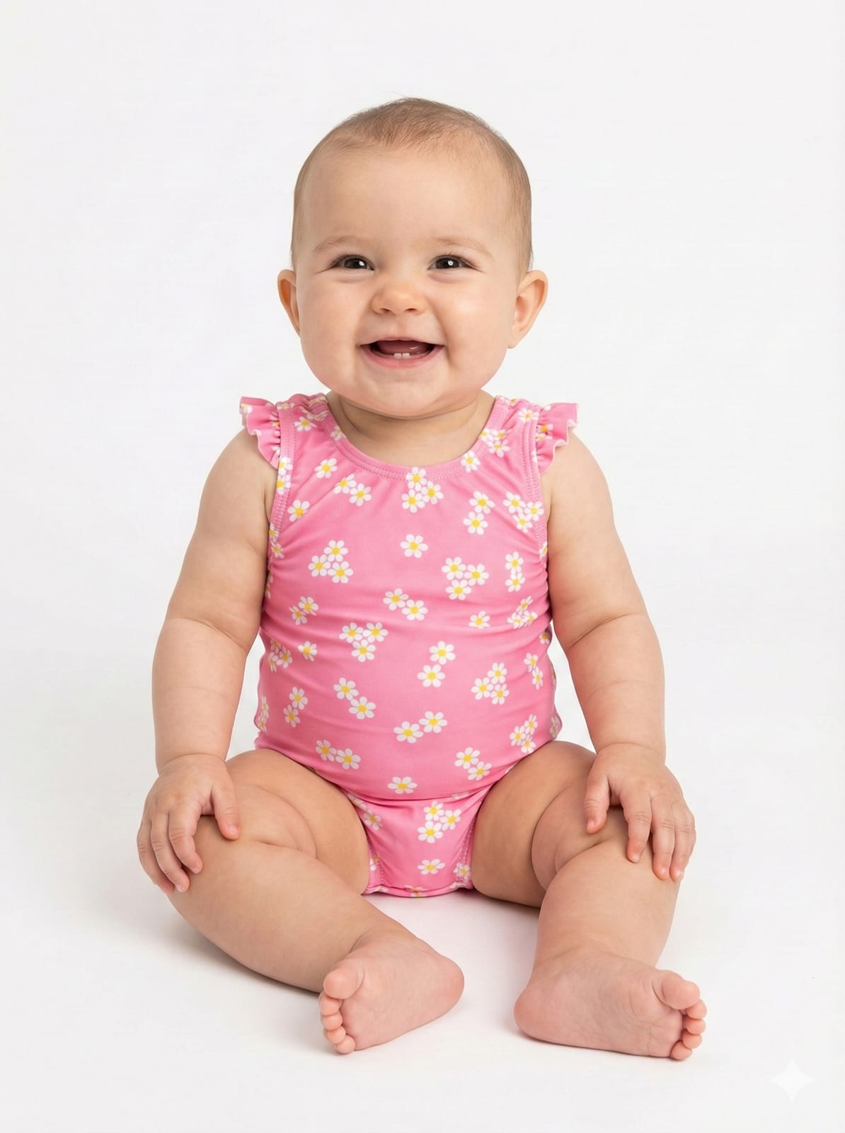 Malla 1 pieza bebe T0 rosa flor (Sin falla)